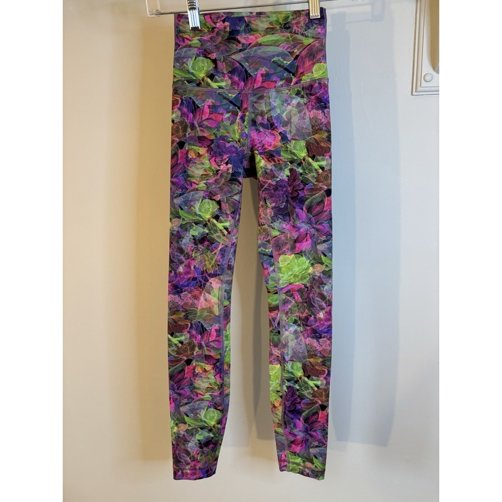 LULULEMON Wunder Train High Rise Tights 2 Pink Vivid Floral